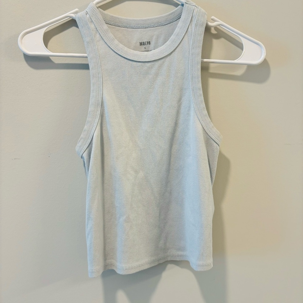 Anthropologie Maeve Ribbed Tank in Light Blue Size: S